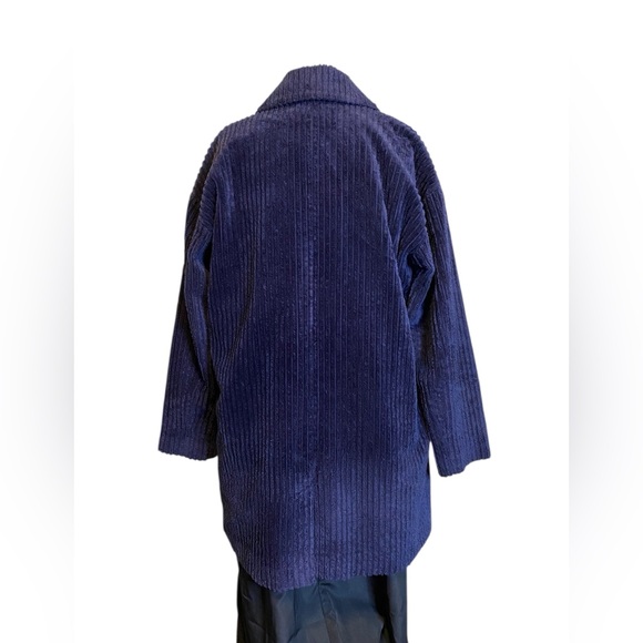 Eileen Fisher Navy Blue Corduroy Organic Cotton Long Coat Jacket Women’s SZ 8 - Picture 4 of 15